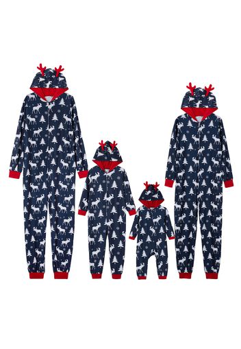 Mosaic Family Matching Moose Print Christmas Hooded Onesies Pajamas (Flame Resistant)