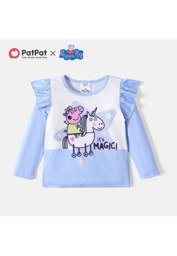 Peppa Pig Toddler Girl Letter Print Colorblock Flutter-sleeve Tee