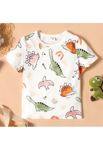 Toddler Boy Rainbow/Dinosaur Print Short-sleeve Tee