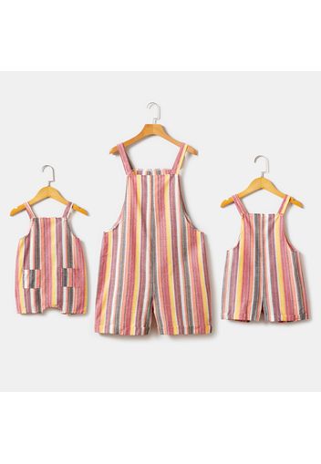 Striped Sleeveless Shorts Overalls for Mom and Me