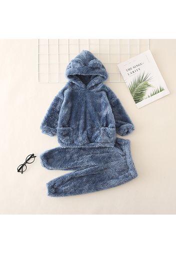 2-piece Toddler Girl/Boy Ear Design Fuzzy Hoodie Sweatshirt and Pants