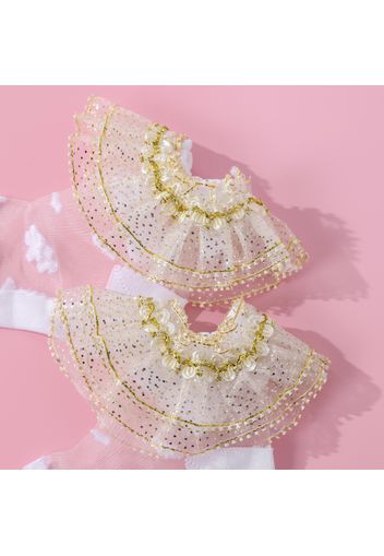 Baby / Toddler / Kid Gypsophila Lace Trim Socks (Random with or without golden dots)