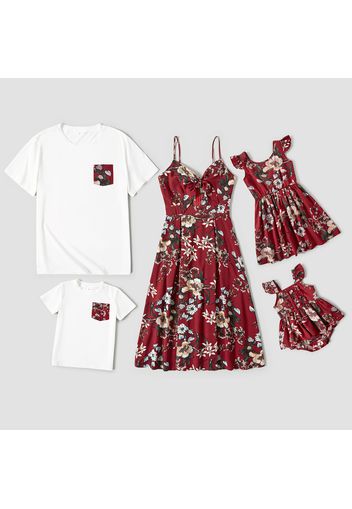 Floral Print Red Family Matching Sets