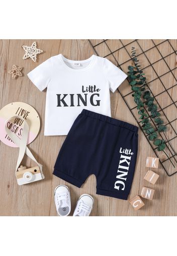 2pcs Baby Boy Letter Print Short-sleeve T-shirt and Shorts Set