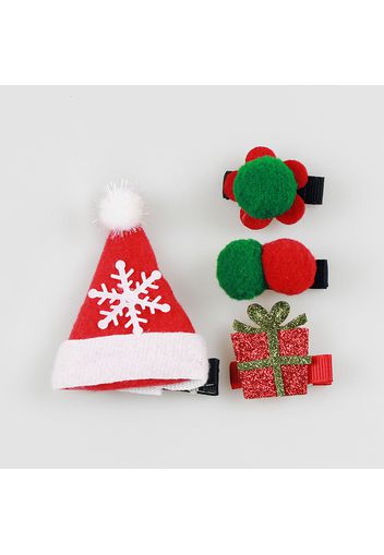 4-pack Women Christmas Hair Clip Christmas Tree Christmas Hat Decor Hair Clip Hair Accessories for Christmas Party Supplies