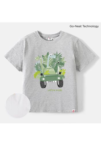 Go-Neat Toddler Boy Water & Stain Resistant Eco Breathable Dinosaur Print Short-sleeve Tee