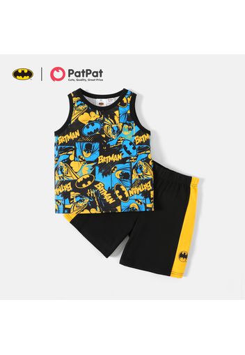 Batman 2-piece Kid Boy Allover Print Sleeveless Tee and Colorblock Shorts Set