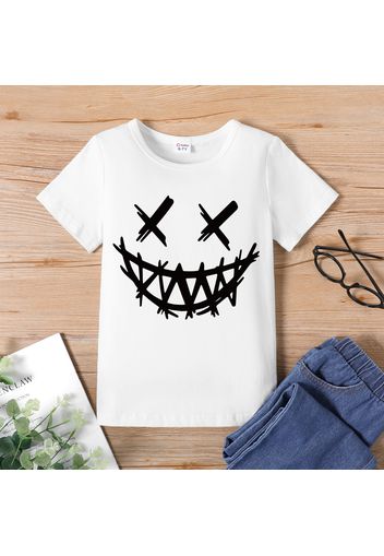 Kid Boy/Kid Girl Face Emoji Print Casual Short-sleeve Tee