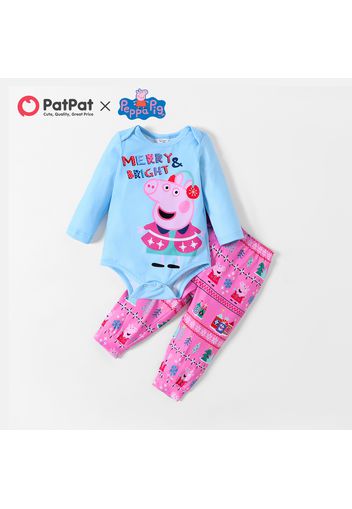 Peppa Pig 2-piece Baby Girl Christmas Graphic Bodysuit and Allover Pants Set