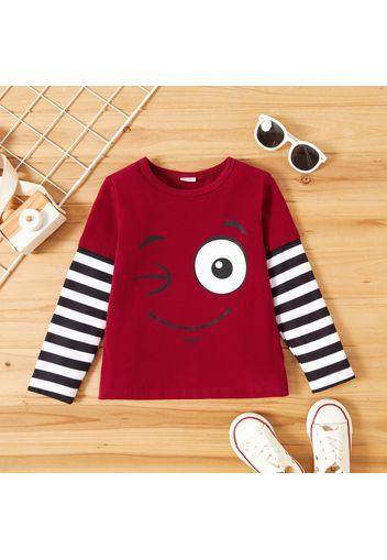 Toddler Boy Striped Face Emojis Print Long-sleeve T-shirt