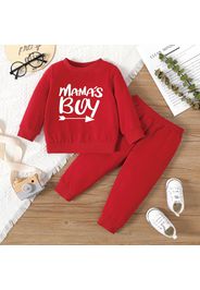 2pcs Baby Boy Long-sleeve Letter Print Sweatshirt and Sweatpants Set