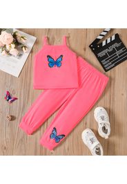 2pcs Toddler Girl Butterfly Print Camisole and Elasticized Pants Set