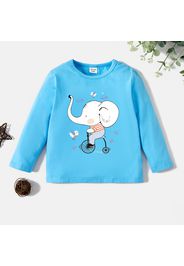 Toddler Graphic Elephant and Bike and Cloud Print Long-sleeve Tee