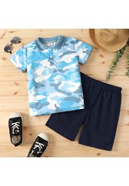 2pcs Kid Boy Camouflage Print Short-sleeve Pique Polo Shirt and Shorts Set