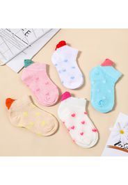 5-pairs Baby / Toddler / Kid Heart Pattern Mesh Breathable Socks