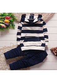 2-piece Toddler Boy Stripe Pocket Design Hoodie and Dark Blue Pants Set