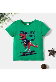 Toddler Boy Graphic Dinosaur and Letter Print Short-sleeve Tee