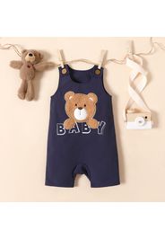 Baby Boy Cartoon Bear and Letter Embroidered Tank Romper