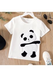 Kid Boy/Kid Girl Animal Panda Patch Embroidered Short-sleeve Tee