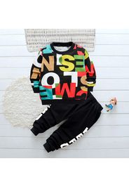 2-piece Toddler Boy Letter Print Pullover and Pants Set