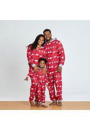 Family Matching Bear and Reindeer Print Christmas Hooded Onesies Pajamas (Flame resistant)