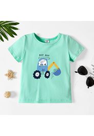 Toddler Boy Graphic Mouse and Excavator and Letter Print Short-sleeve Tee