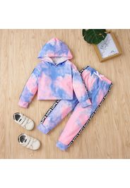 2-piece Baby / Toddler Tie-dye Letter Long-sleeve Hooded Pullover and Pants Set