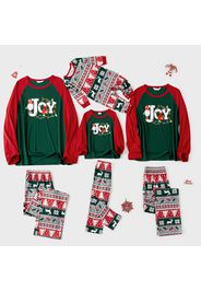 Christmas Theme Print Raglan Long-sleeve Family Matching Pajamas Set (Flame Resistant)