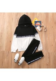 2-piece Kid Boy Letter Print Colorblock Hoodie Sweatshirt and Pants Casual Set