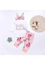 Letter and Floral Print Baby Set