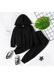 2-piece Toddler Girl Solid Color Hoodie Sweatshirt and Elasticized Pants Casual Set