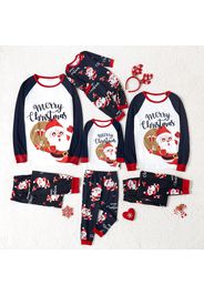 Christmas Santa and Letter Print Family Matching Raglan Long-sleeve Pajamas Sets (Flame Resistant)