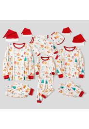 Allover Elk Christmas Tree Print Long-sleeve Family Matching Pajamas Sets (Flame Resistant)