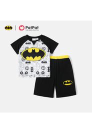 Batman 2-piece Kid Boy Colorblock Raglan Sleeve Tee and Elasticized Shorts Set