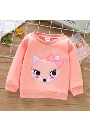 Toddler Girl Fox Embroidered Fleece Lined Sweatshirt