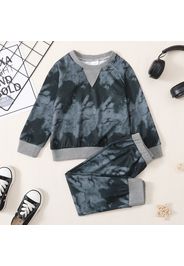 2pcs Toddler Boy Trendy Tie Dyed Raglan Sleeve Sweatshirt & Pants Set