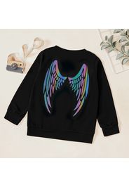 Kid Boy/Kid Girl Letter Wings Print Reflective Pullover Sweatshirt