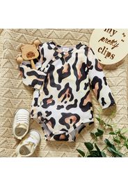 Baby Boy Solid/Leopard Print Long-sleeve Snap-up Romper