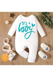 Baby Boy/Girl 95% Cotton Long-sleeve Letter Print White Jumpsuit