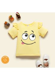 Toddler Girl Graphic Smiley Print Ruffled Short-sleeve Tee