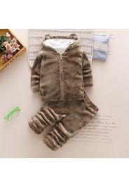 2-piece Toddler Girl/Boy Ear Design Zipper Fuzzy Coat and Pants Set