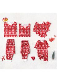 Christmas All Over Print Red Family Matching Long-sleeve Pajamas Sets (Flame Resistant)