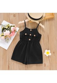 Toddler Girl Casual Button Design Black Cami Rompers