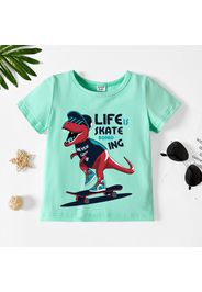 Toddler Boy Graphic Dinosaur and Letter Print Short-sleeve Tee