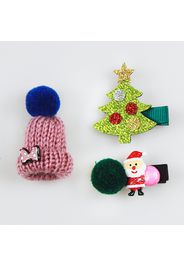 3-pack Women Christmas Sequined Hair Clip and Knit Beanie Hat Set