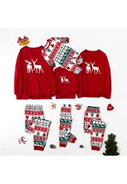 Christmas Deer Top and Patterned Pants Family Matching Pajamas Sets (Flame Resistant)