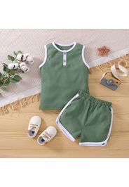 2pcs Toddler Boy/Girl Basic Waffle Tank Top and Shorts Set