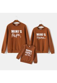 Letter Embroidered Khaki Family Matching Long-sleeve Waffle Sweatshirts