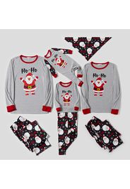 Christmas Santa and Letter Print Grey Family Matching Long-sleeve Pajamas Sets