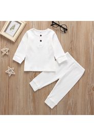 Ribbed 2pcs Solid Long-sleeve Baby Set